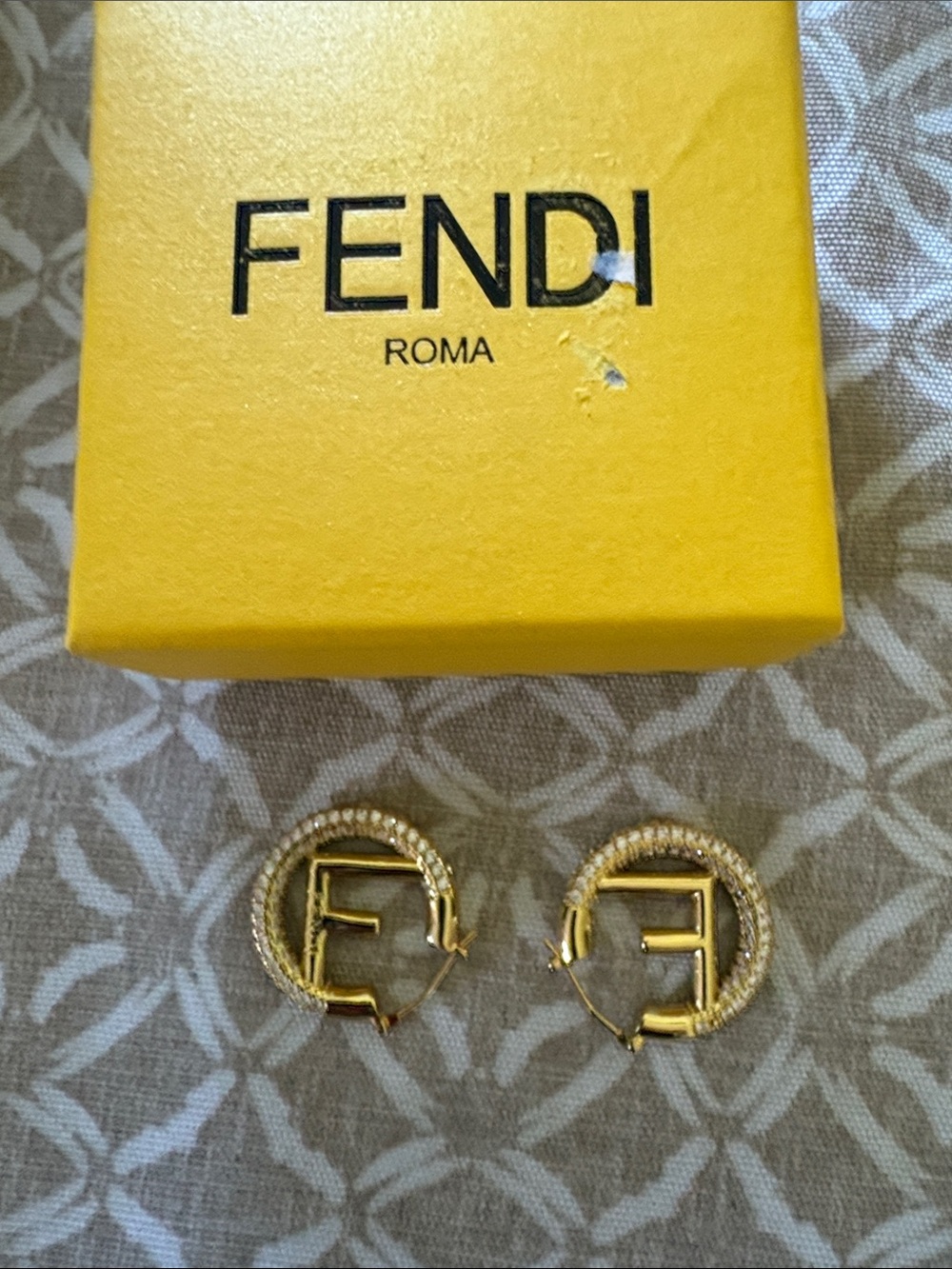 COPY Fendi Gold plated FF Circle Hoop Earrings